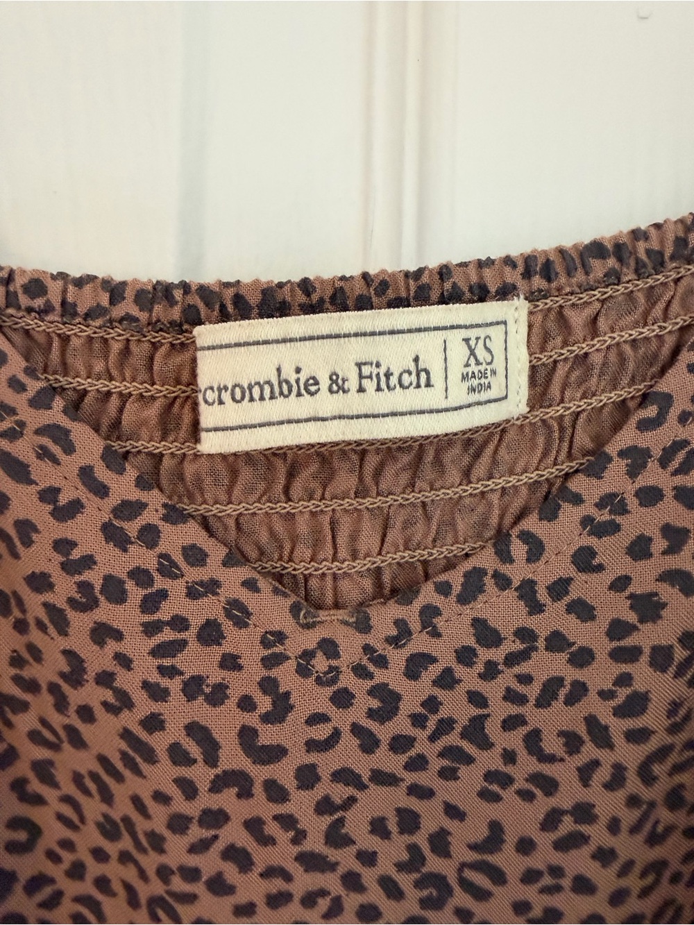 Abercrombie & Fitch Spaghetti Strap Brown Animal Print Midi Dress - Picture 3 of 4